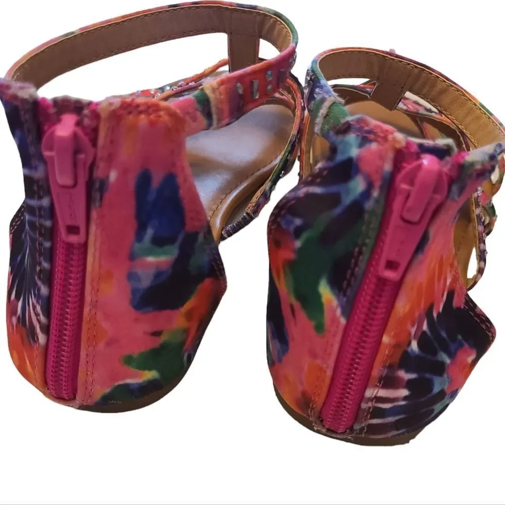 SO Kids Tie-Dye Strappy Sandals With Studs Kids‎ Size 5